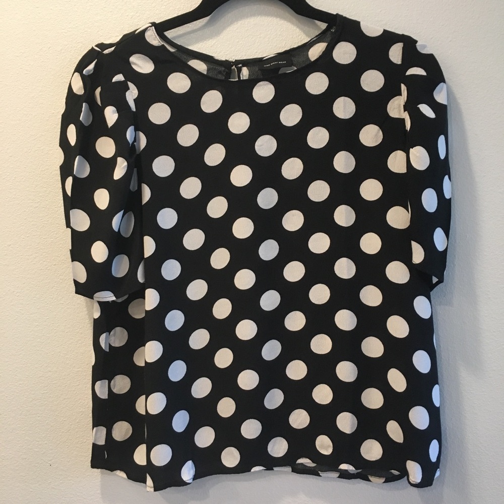 Who What Wear Black & White Polka Dot Blouse (S)